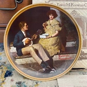 Vintage Norman Rockwell Collectible by Knowles China “Pondering on the Porch”